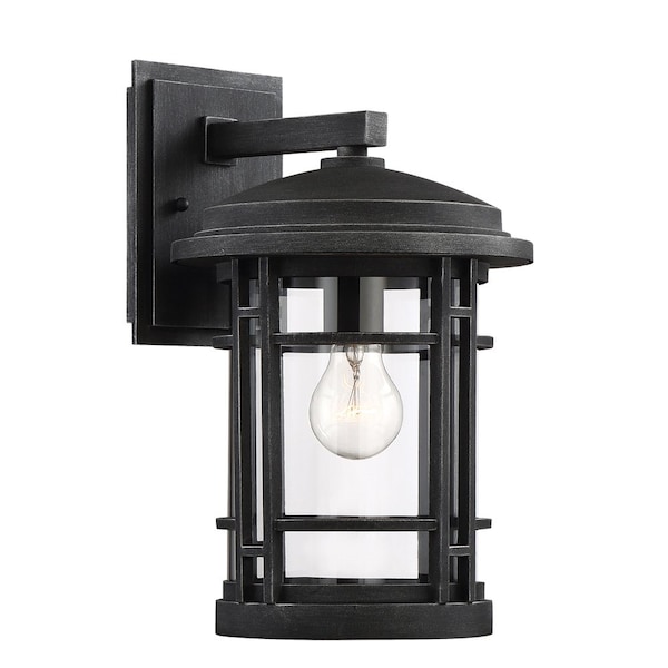 Designers Fountain Barrister 14.5in Weathered Pewter 1-Light Outdoor Line Voltage Wall Sconce, Bulb Not Included 22431-WP - main